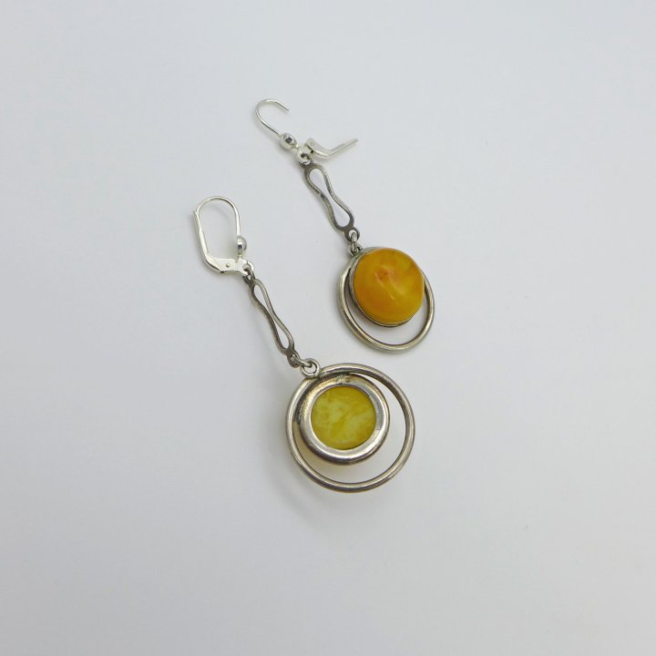 Butterscotch Amber Earrings from the 1960s