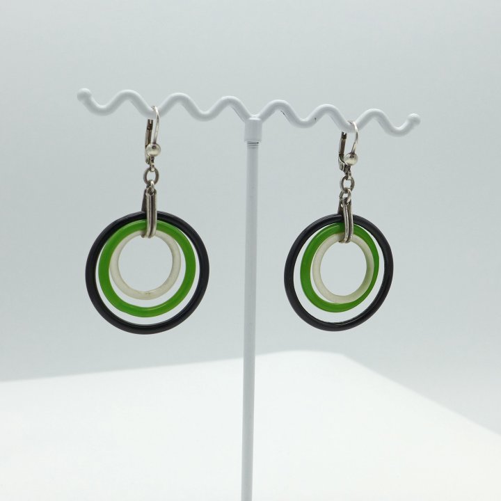 Black and green Art Déco earrings