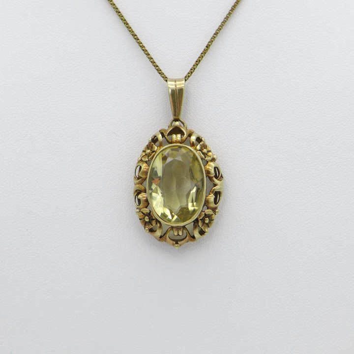 Gold-plated pendant with citrine
