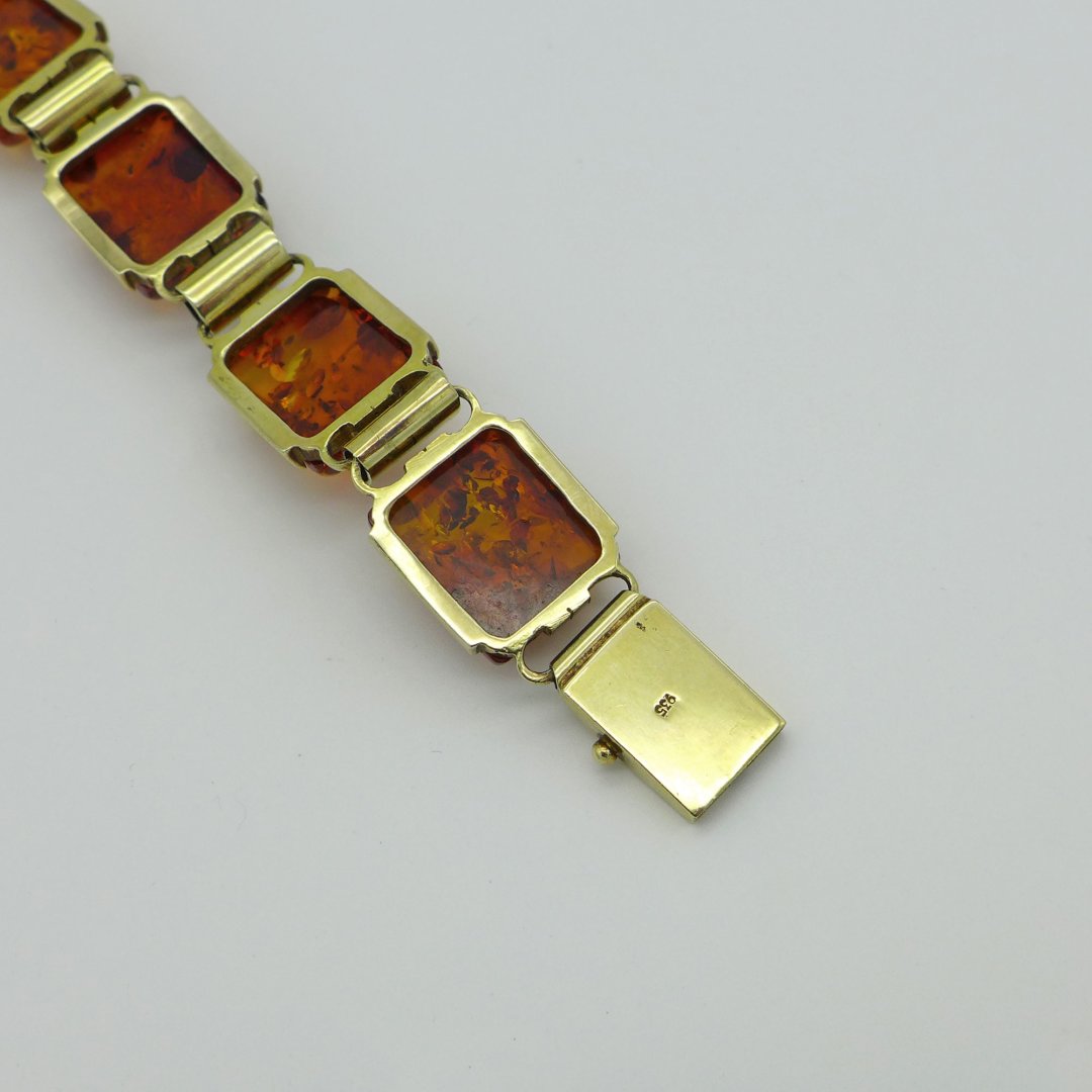 Silber vergoldetes Bernstein-Armband