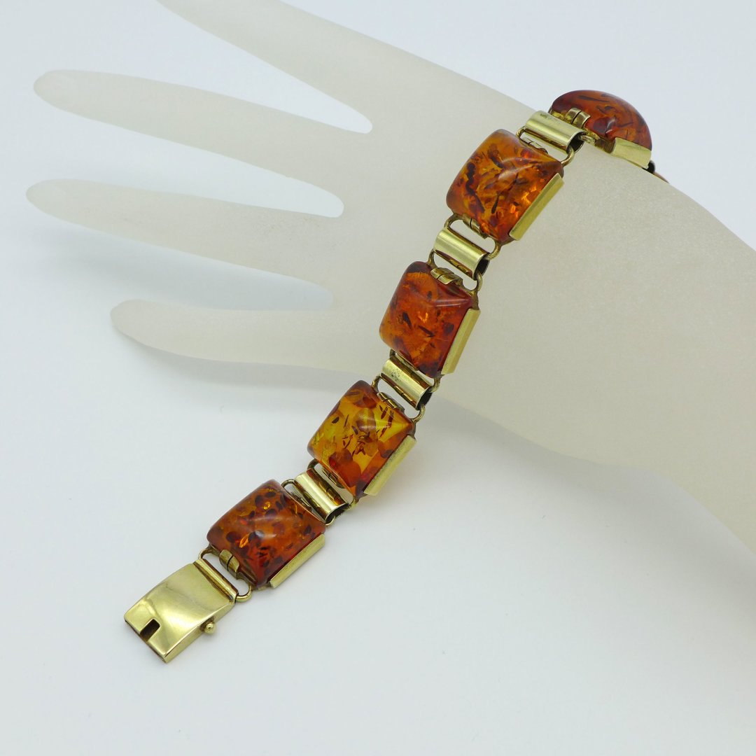 Silver-gilt amber bracelet