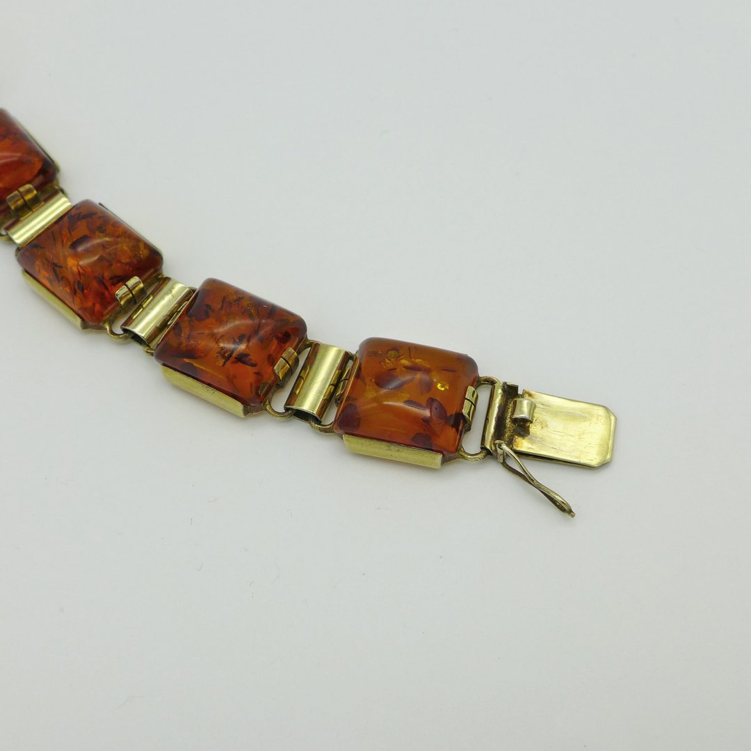 Silver-gilt amber bracelet