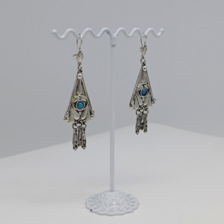 Handmade silver earrings with turquoises