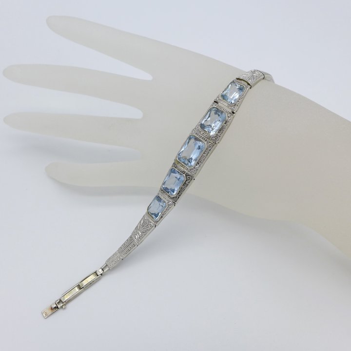 Art Deco Bracelet with Light Blue Spinels