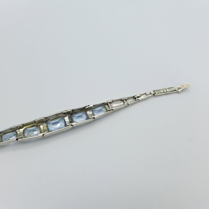 Art Deco Bracelet with Light Blue Spinels