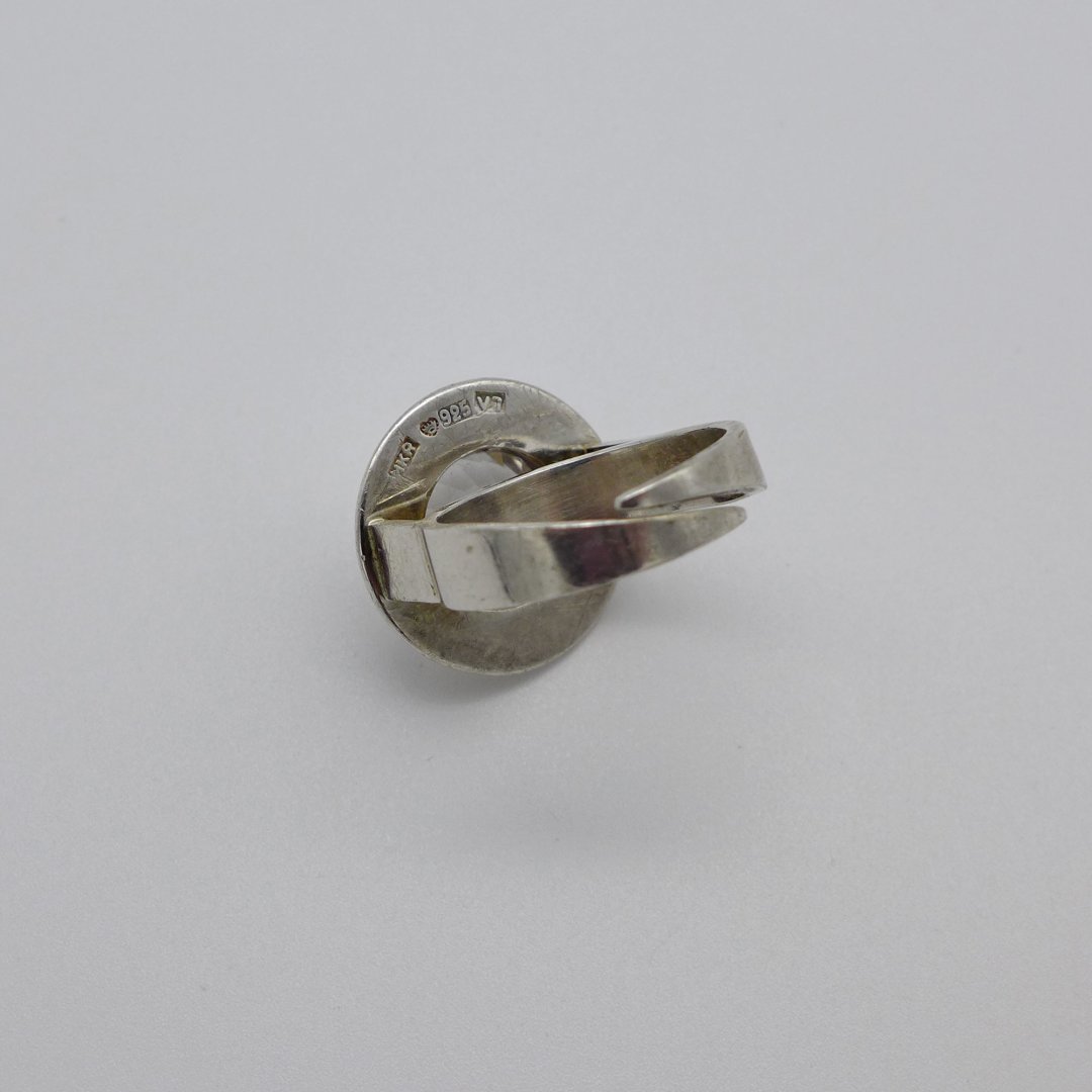 Scandinavian Art Deco Silver Ring with Rock Crystal