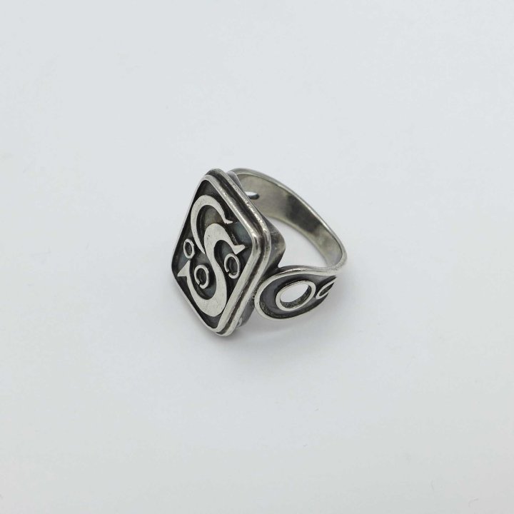 Silver ring with monogram CS