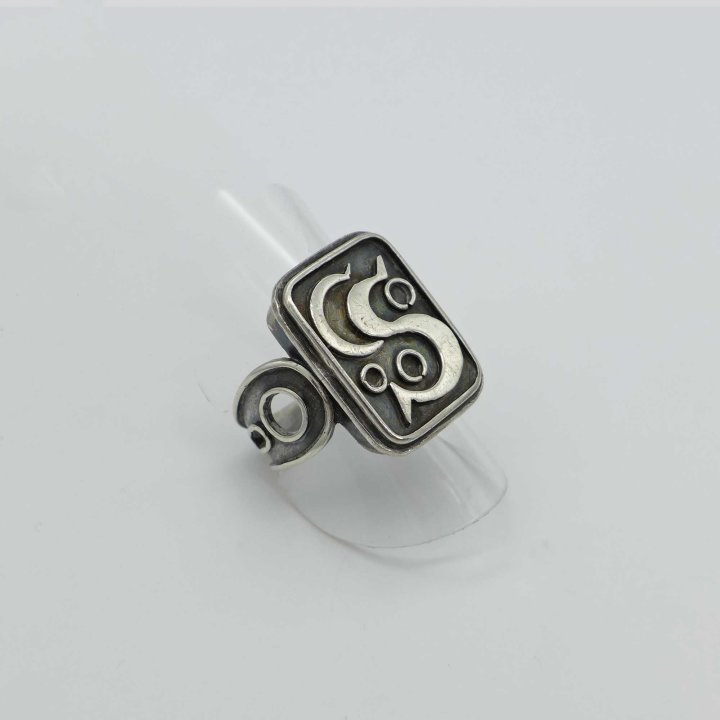 Silver ring with monogram CS