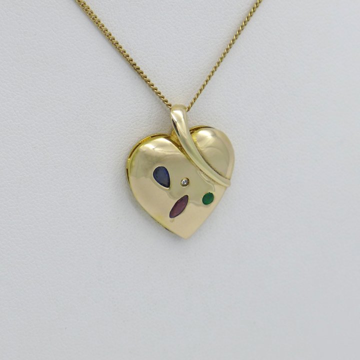 Gold heart with colourful gemstones
