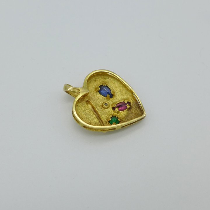 Gold heart with colourful gemstones