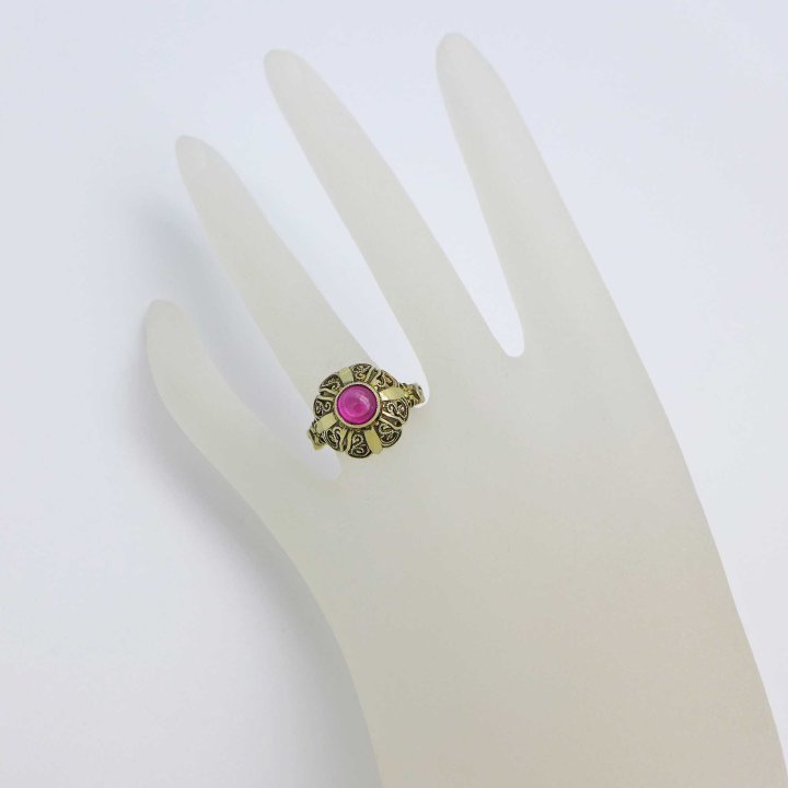 Filigree ring with synthetic ruby