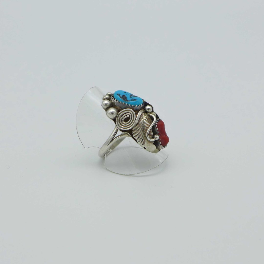 Max Calabaza - North American ring with coral and turquoise