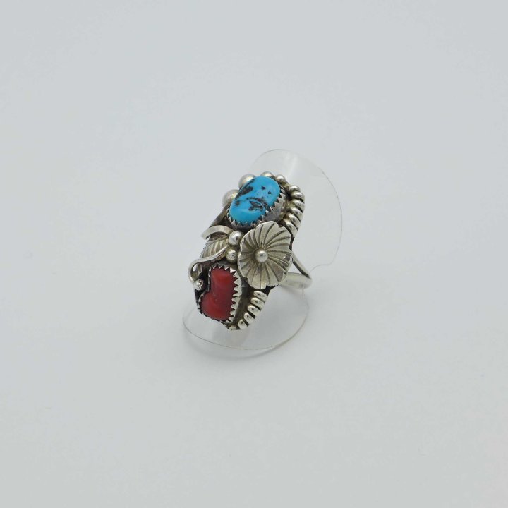 Max Calabaza - North American ring with coral and turquoise