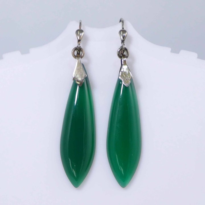 Silver earrings with green agate from the 1960s