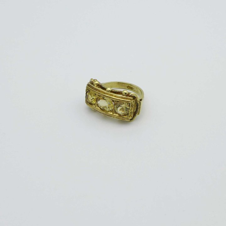 Vergoldeter Art Déco Ring mit Citrinen