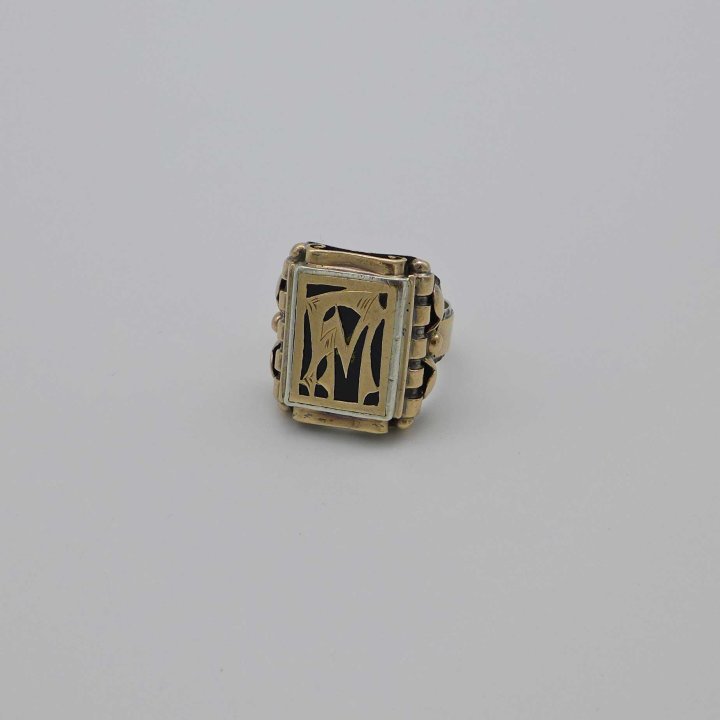 Gold and silver ring with monogram FM