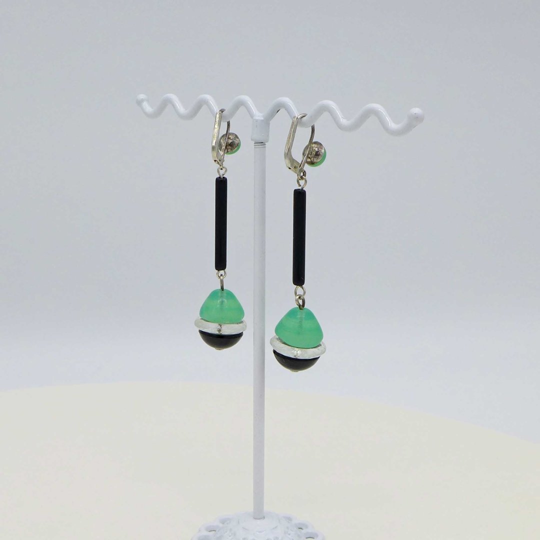 Green and Black Art Deco Earrings