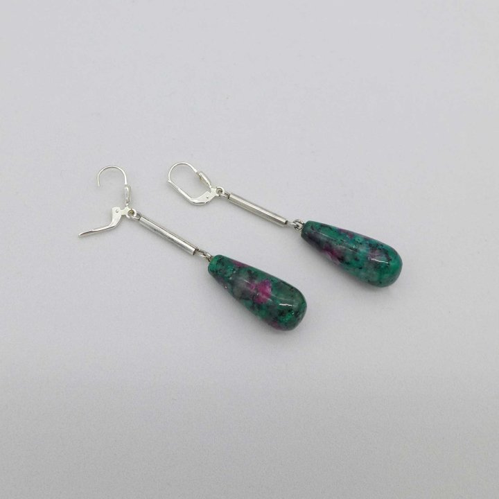 Silver earrings with zoisite drops