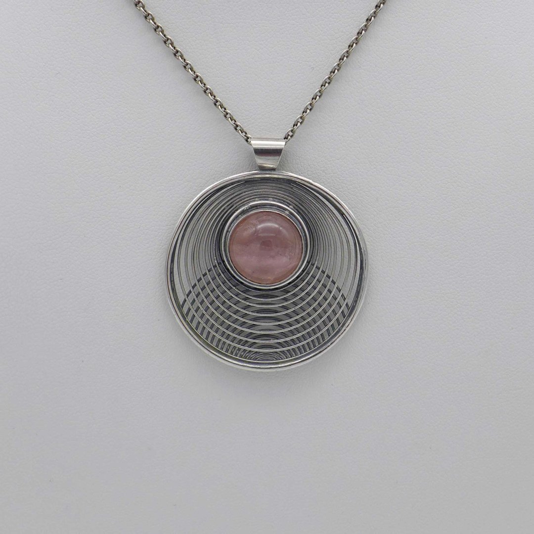 A. Regelmann - Round Silver Pendant with Rose Quartz
