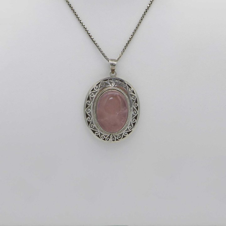 Handmade rose quartz pendant