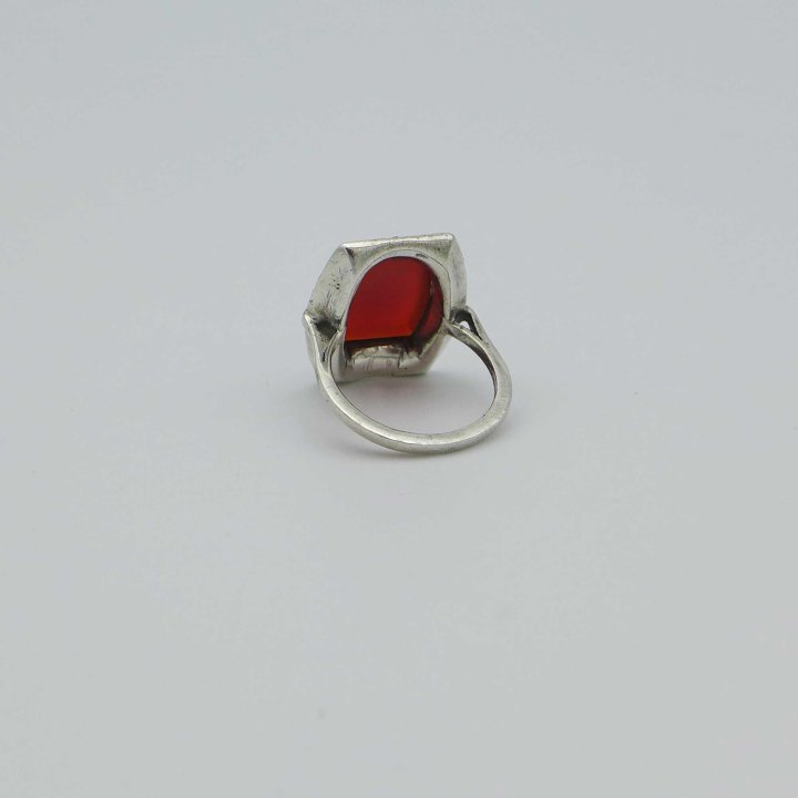 Art Deco ring with carnelian and marcasites