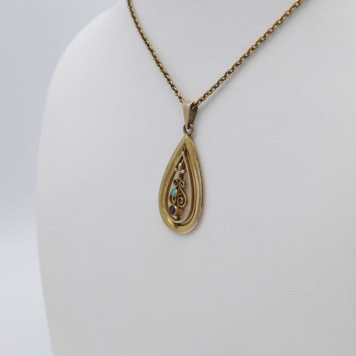 Art Nouveau Pendant in Gold Doublé with Opal