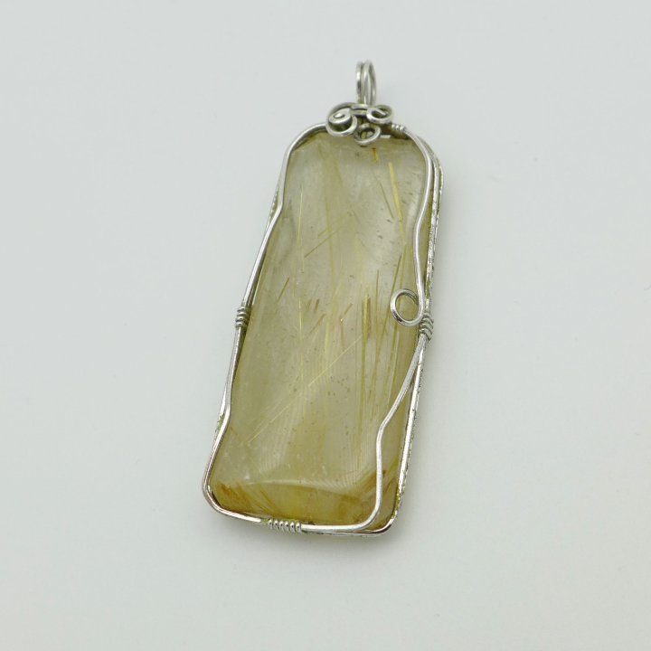 Handmade pendant with rutile quartz