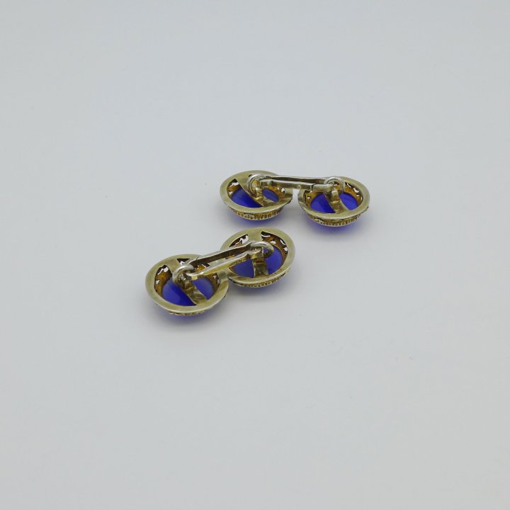 Filigree cufflinks with blue agates
