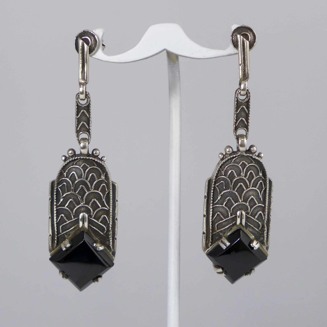 Theodor Fahrner design - Art Deco onyx earrings