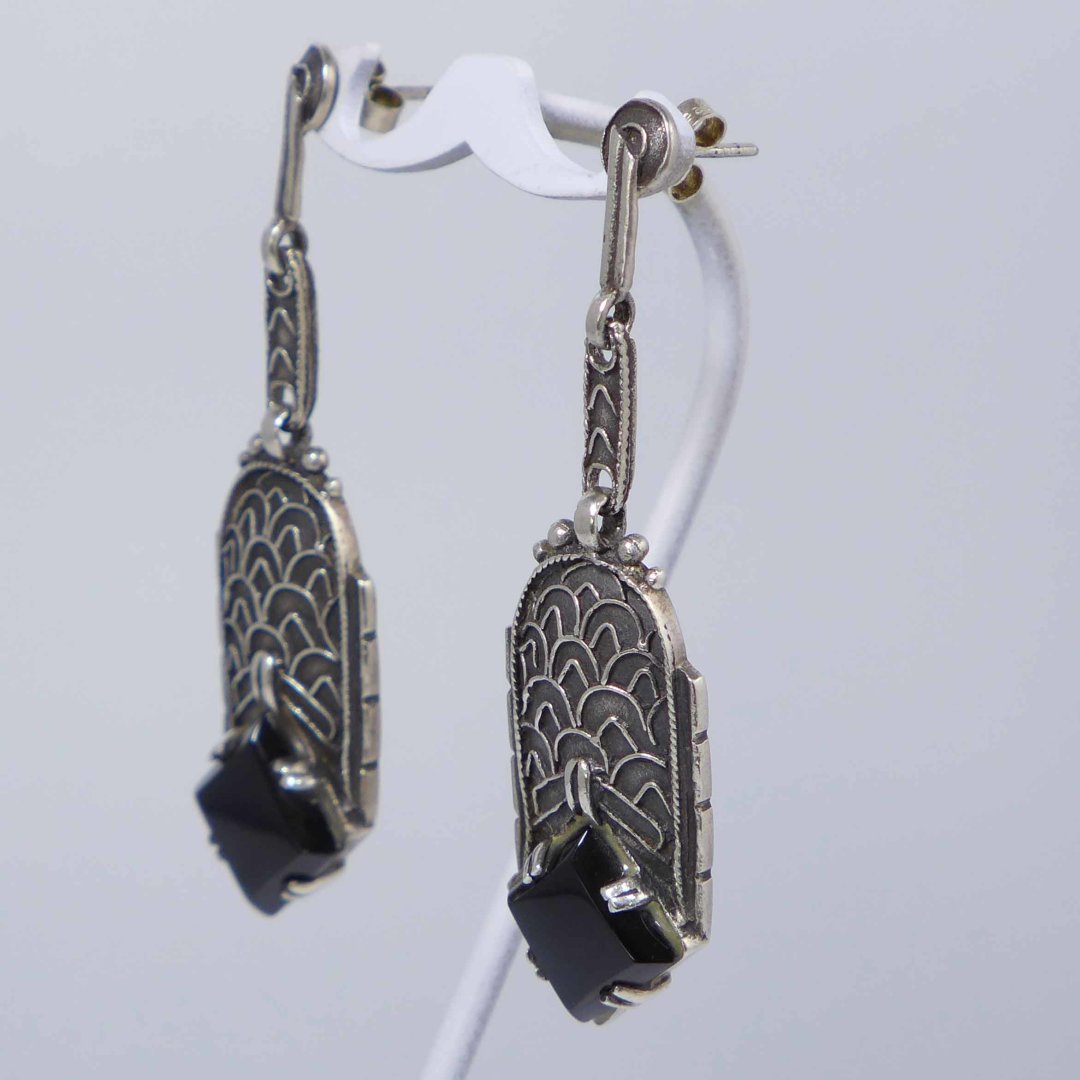 Theodor Fahrner design - Art Deco onyx earrings