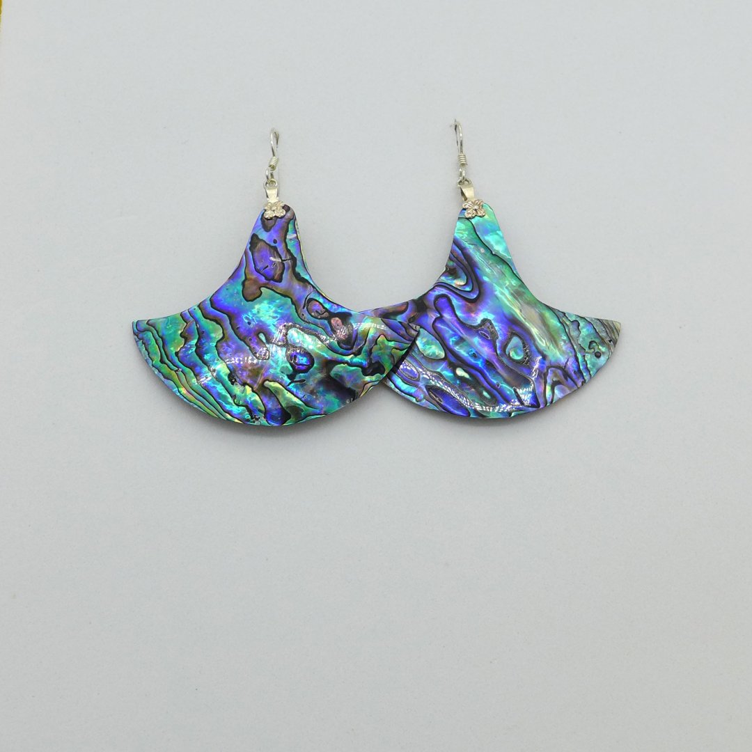 Large earrings with sea opal
