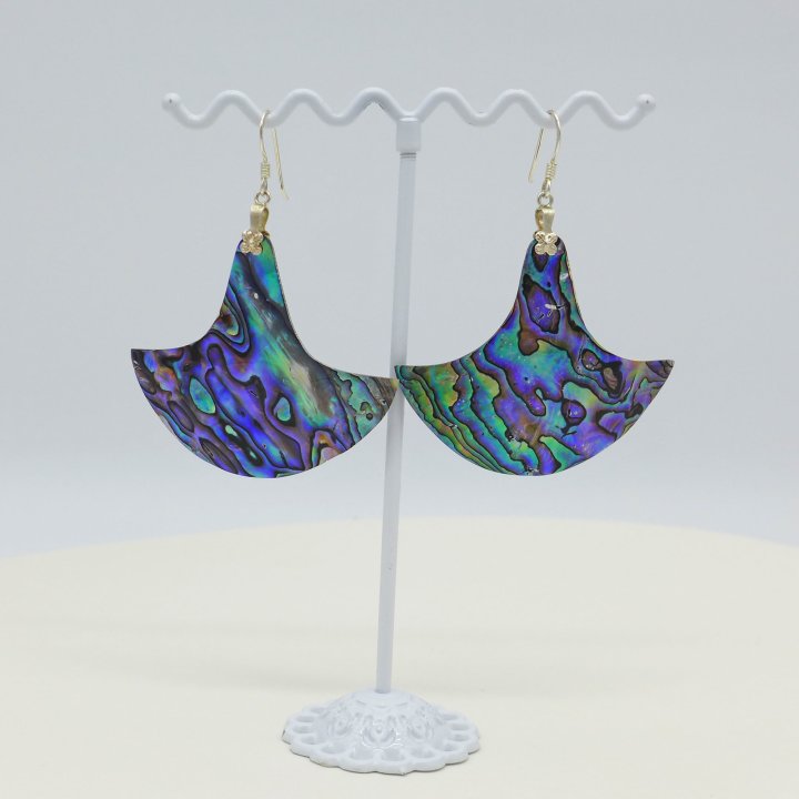 Large earrings with sea opal