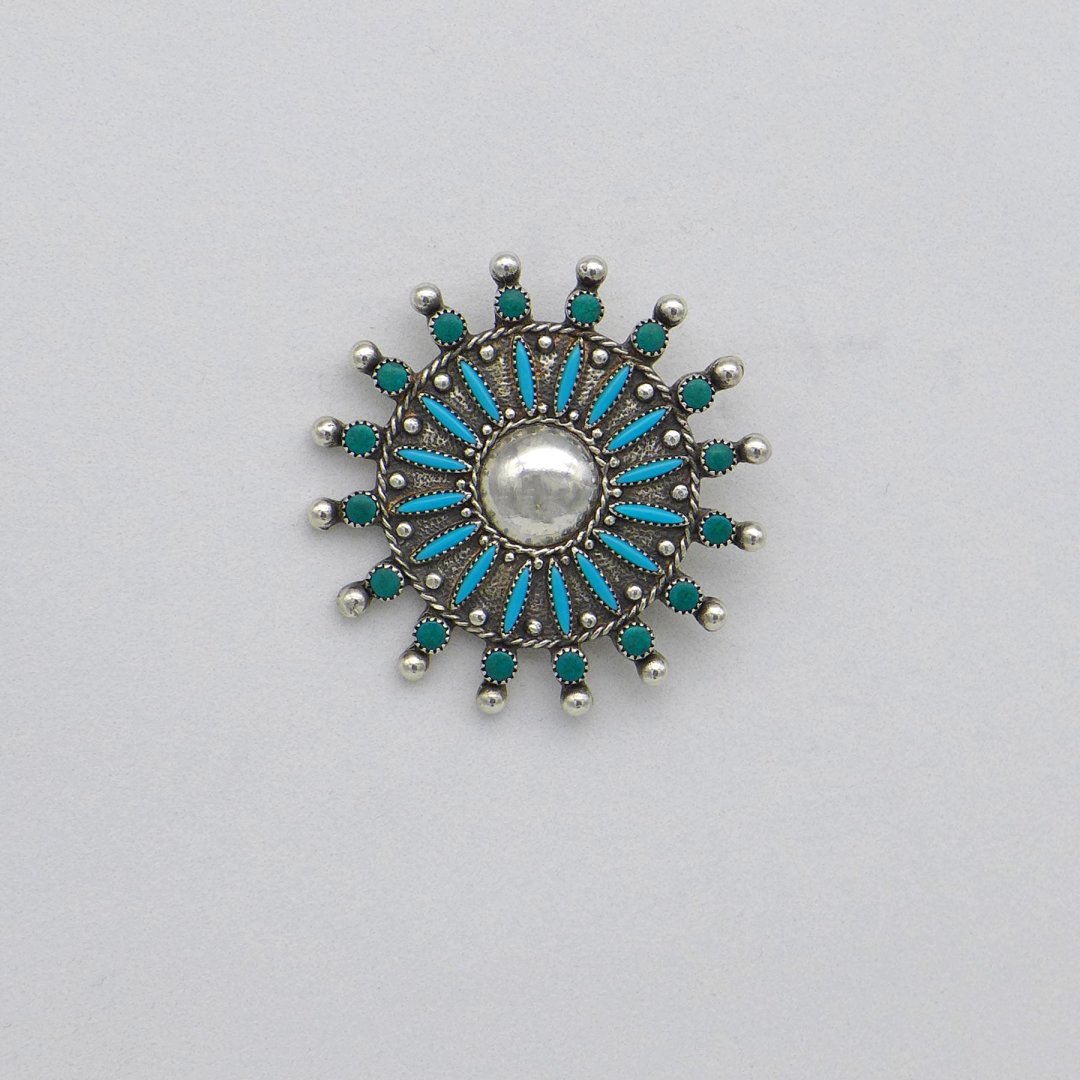 Turquoise shield brooch