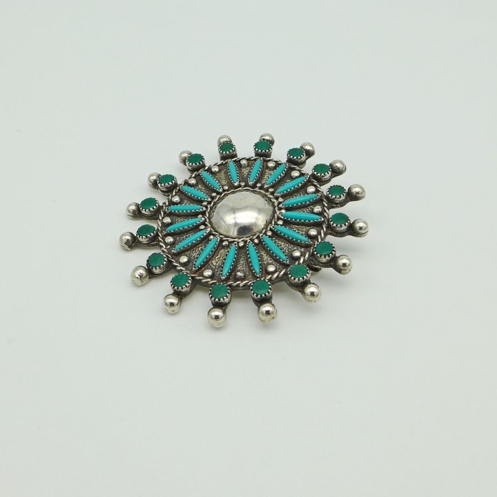 Turquoise shield brooch