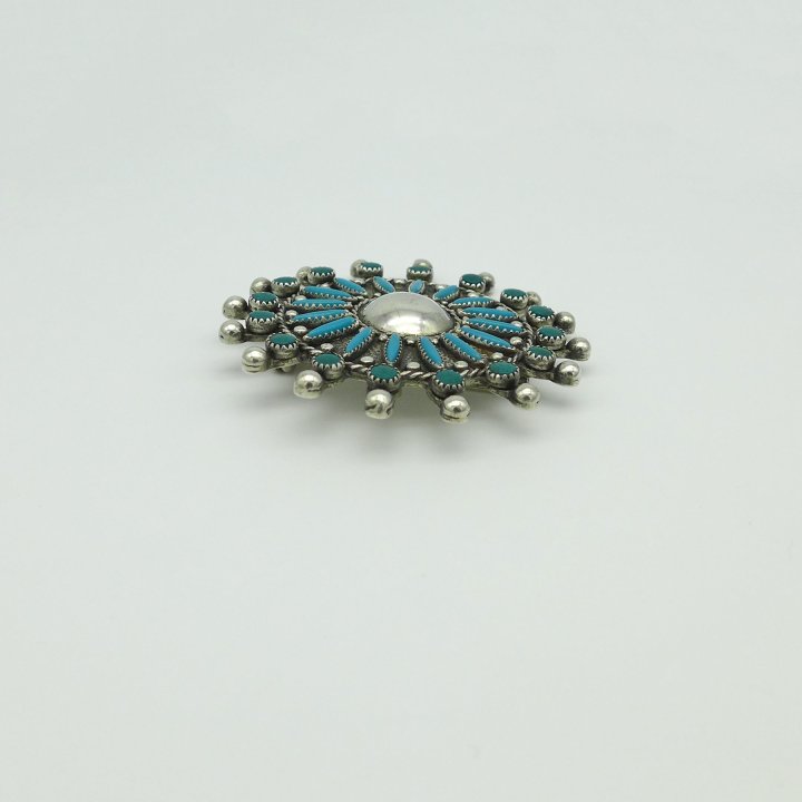 Turquoise shield brooch