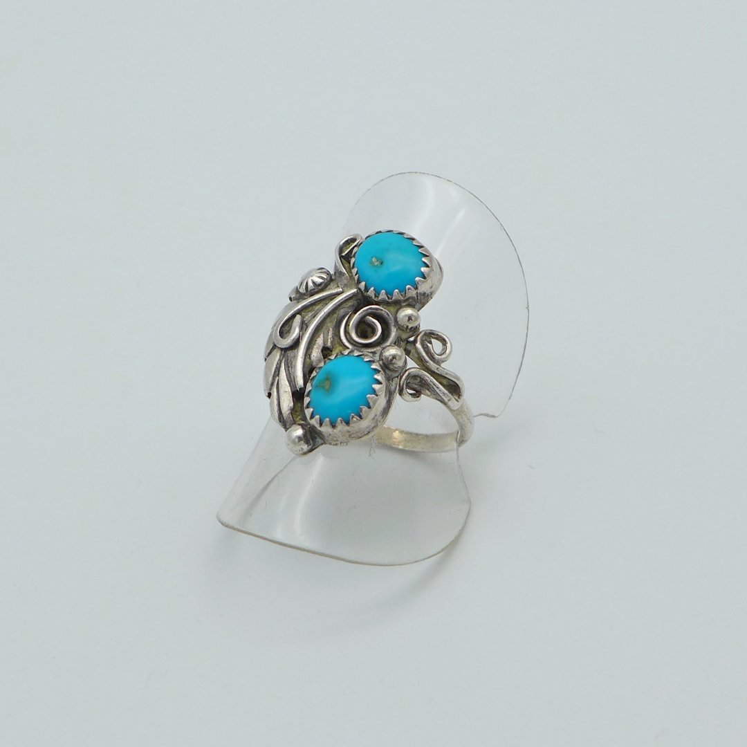 North American silver ring with turquoises