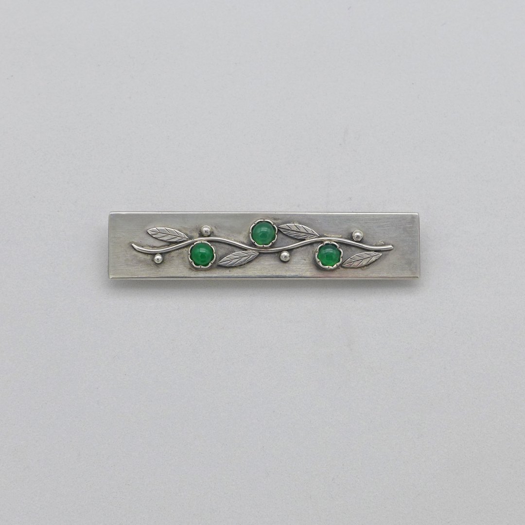 Handmade pin with green agates