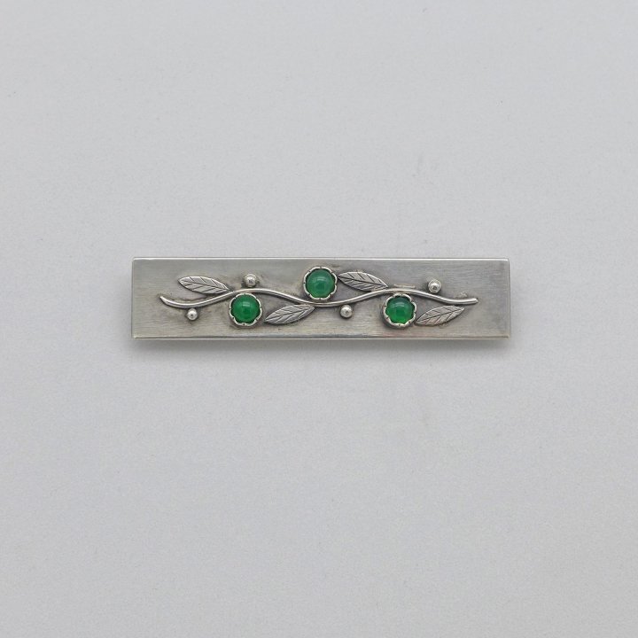 Handmade pin with green agates