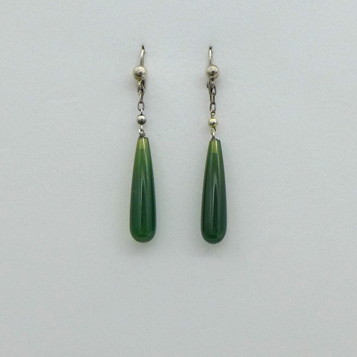 Earrings with green agate drops