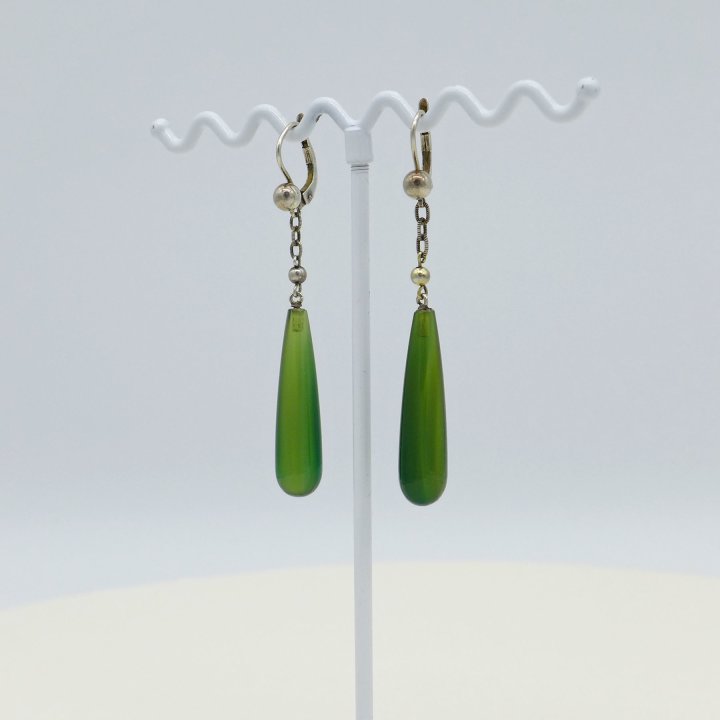Earrings with green agate drops