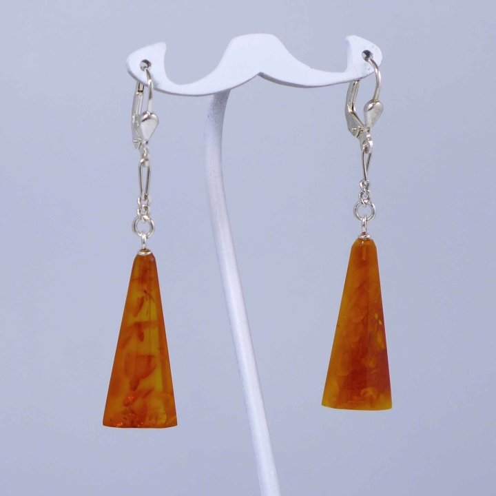 Amber silver earrings with chain