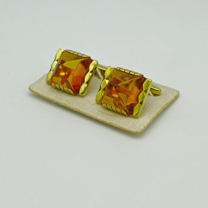 Gold plated amber cufflinks