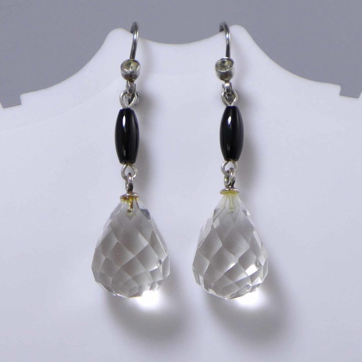 Earrings with faceted rock crystal drops