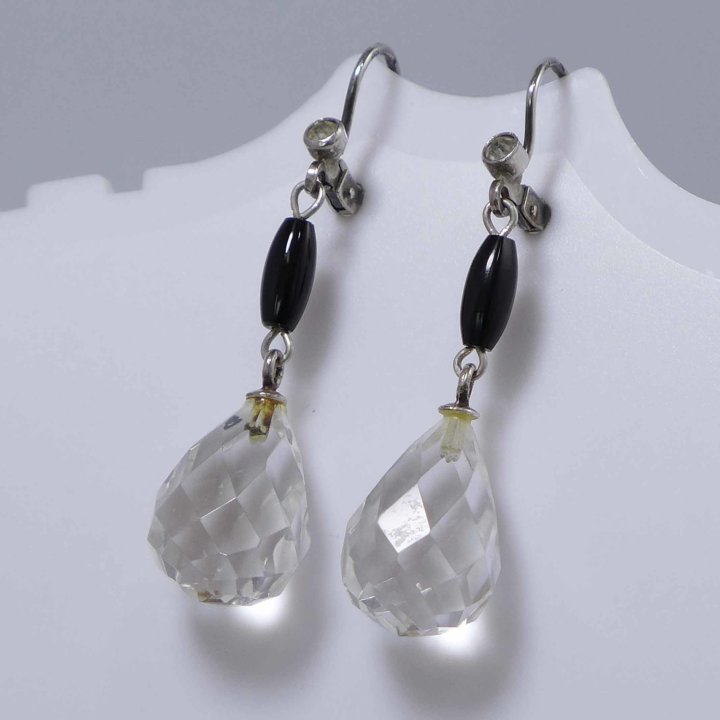 Earrings with faceted rock crystal drops