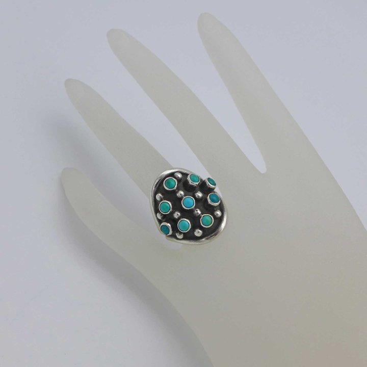 Handcrafted silver ring with turquoise