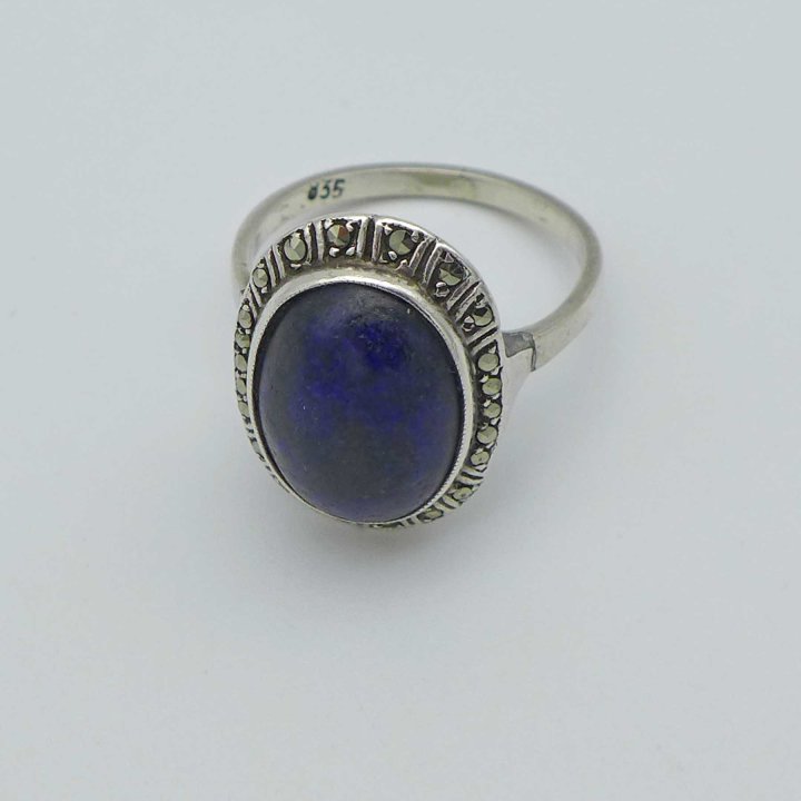 Ring Art Déco mit Lapislazuli und Markasiten