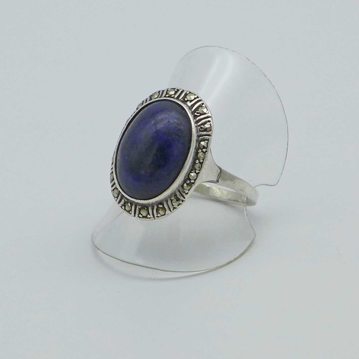 Ring Art Déco mit Lapislazuli und Markasiten