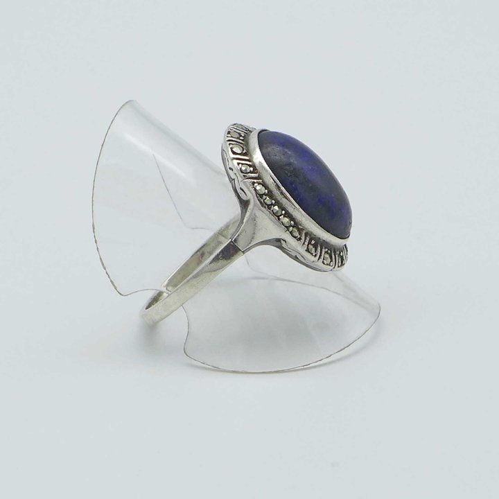 Ring Art Déco mit Lapislazuli und Markasiten